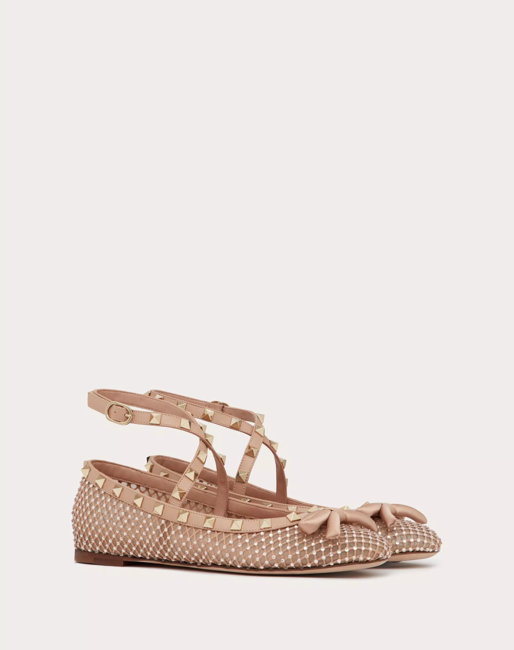 ROCKSTUD MESH BALLERINA WITH CRYSTALS